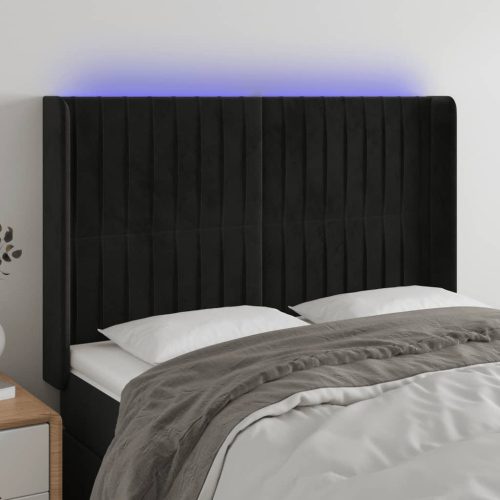 LED uzglavlje crno 147x16x118/128 cm baršunasto