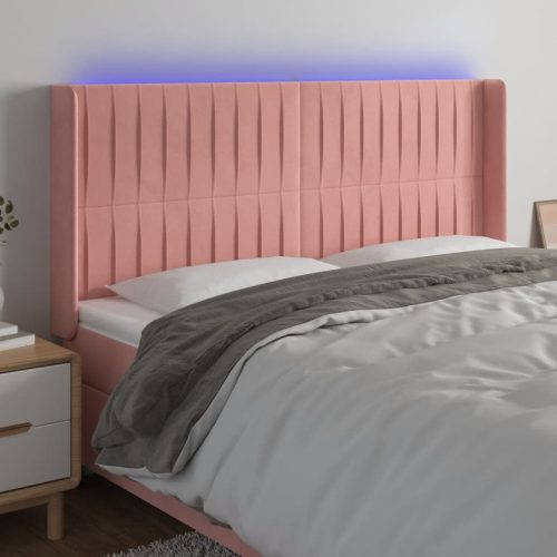 LED uzglavlje ružičasto 183x16x118/128 cm baršunasto