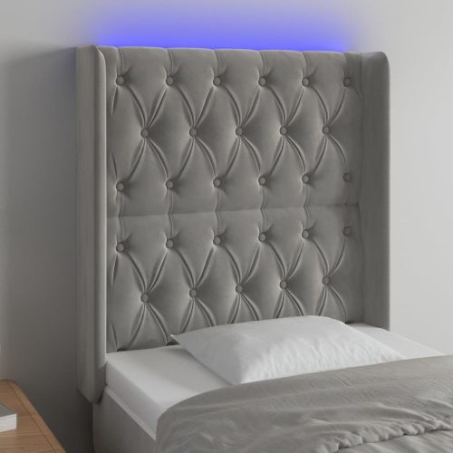 LED uzglavlje svjetlosivo 83 x 16 x 118/128 cm baršunasto