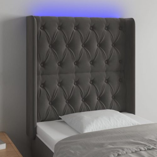 LED uzglavlje tamnosivo 83x16x118/128 cm baršunasto