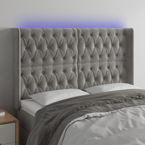 LED uzglavlje svjetlosivo 147 x 16 x 118/128 cm baršunasto