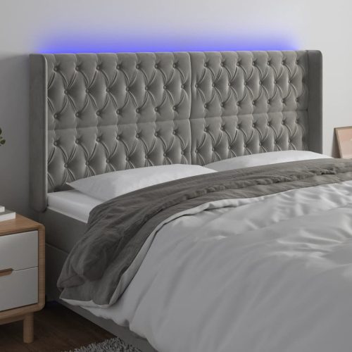 LED uzglavlje svjetlosivo 183 x 16 x 118/128 cm baršunasto