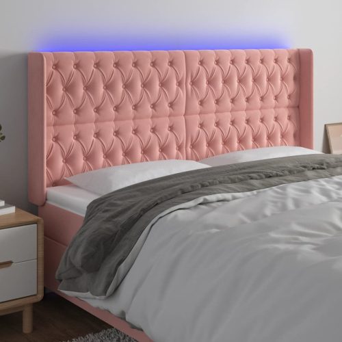 LED uzglavlje ružičasto 183x16x118/128 cm baršunasto