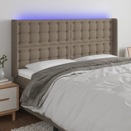 LED uzglavlje smeđesivo 163 x 16 x 118/128 cm od tkanine