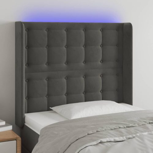 LED uzglavlje tamnosivo 93x16x118/128 cm baršunasto