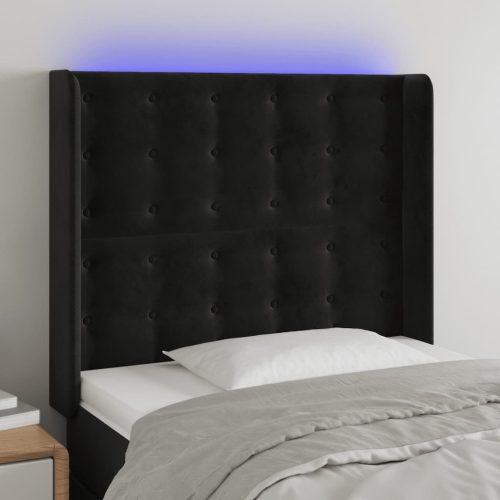 LED uzglavlje crno 93x16x118/128 cm baršunasto