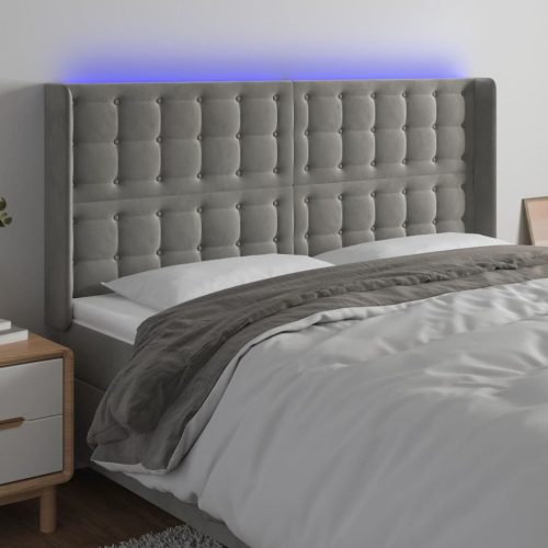 LED uzglavlje svjetlosivo 163 x 16 x 118/128 cm baršunasto