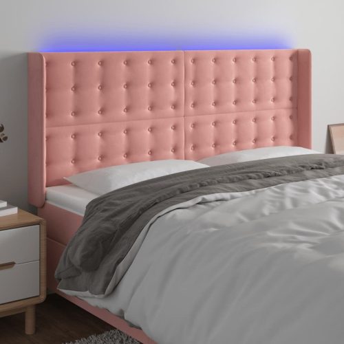 LED uzglavlje ružičasto 183x16x118/128 cm baršunasto