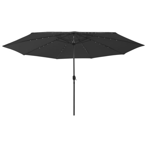 Vrtni suncobran s LED svjetlima 400 cm crni