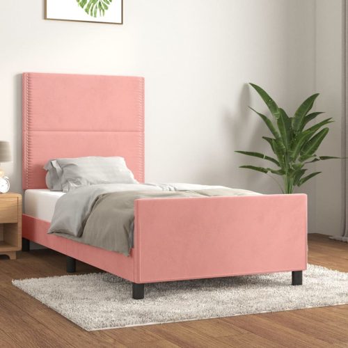 Okvir za krevet s uzglavljem ružičasti 80x200 cm baršunasti