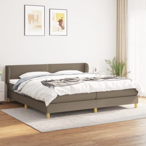 Krevet s oprugama i madracem smeđesivi 200x200 cm od tkanine