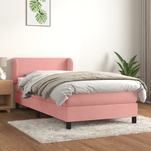 Box spring krevet s madracem ružičasti 90x190 cm baršunasti