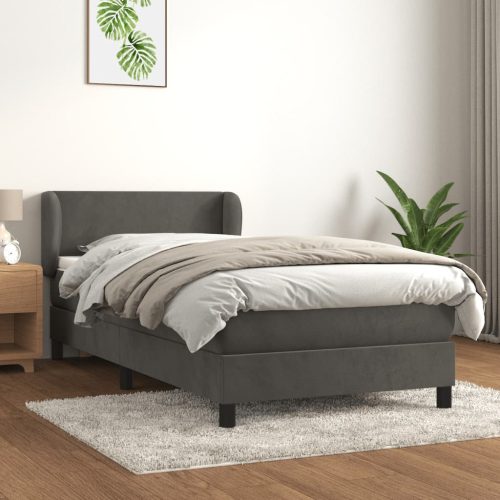 Box spring krevet s madracem tamnosivi 90x200 cm baršunasti