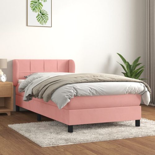 Box spring krevet s madracem ružičasti 90x200 cm baršunasti