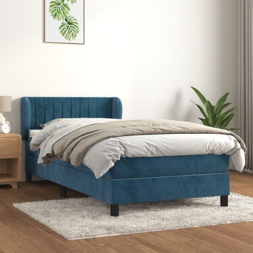 Box spring krevet s madracem tamnoplavi 90x190 cm baršunasti