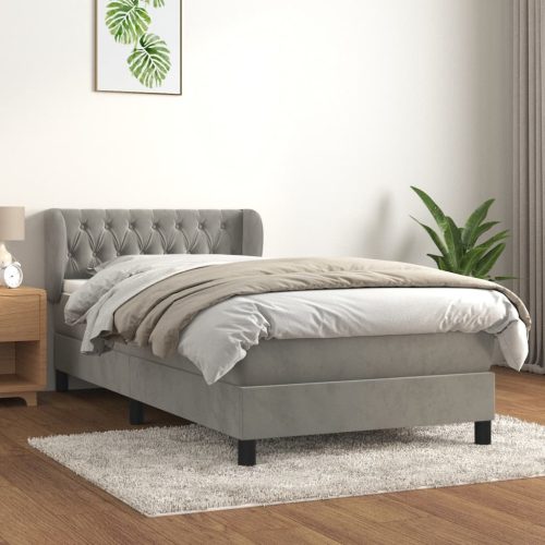 Box spring krevet s madracem svjetlosivi 100x200 cm baršunasti