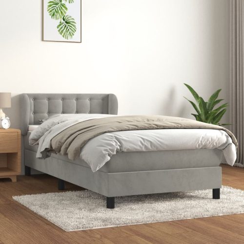 Box spring krevet s madracem svjetlosivi 80 x 200 cm baršunasti