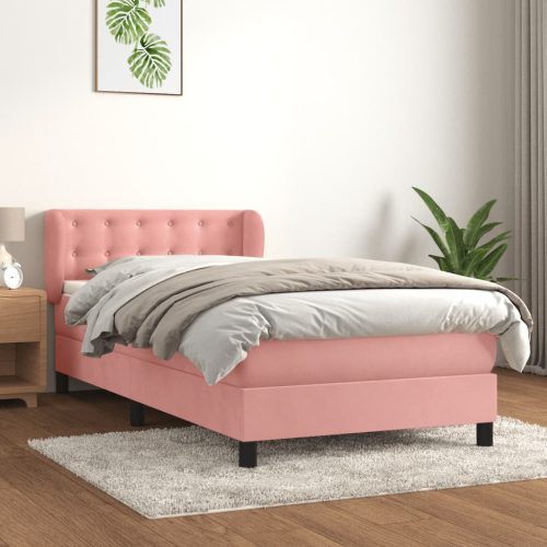 Box spring krevet s madracem ružičasti 90x190 cm baršunasti