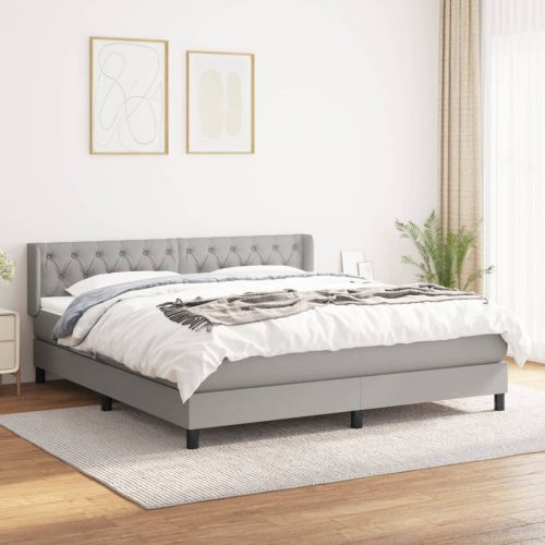 Krevet box spring s madracem svjetlosiva 160x200 cm tkanina