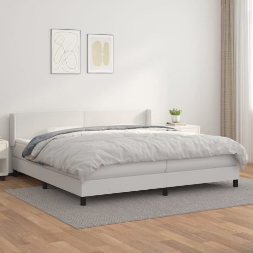 Krevet s oprugama i madracem bijeli 200x200 cm umjetna koža