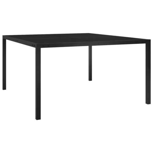 313099  Garden Table 130x130x72 cm Black Steel and Glass