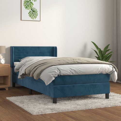 Box spring krevet s madracem tamnoplavi 90x200 cm baršunasti