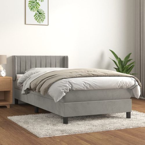 Box spring krevet s madracem svjetlosivi 100x200 cm baršunasti