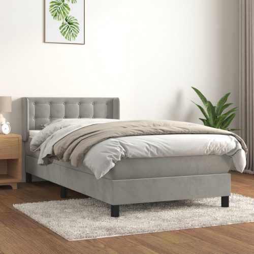 Box spring krevet s madracem svjetlosivi 100x200 cm baršunasti