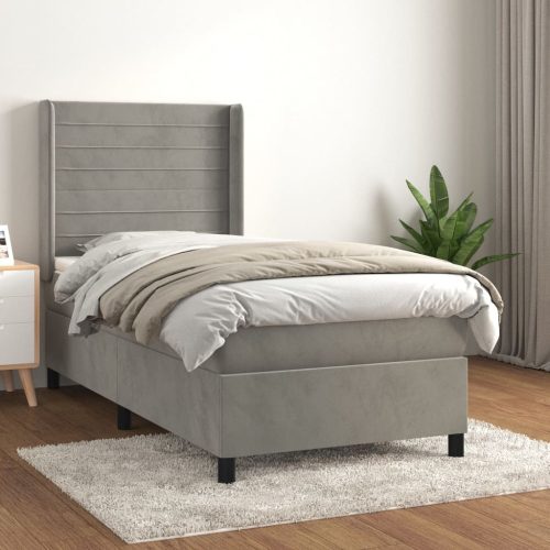 Box spring krevet s madracem svjetlosivi 80 x 200 cm baršunasti