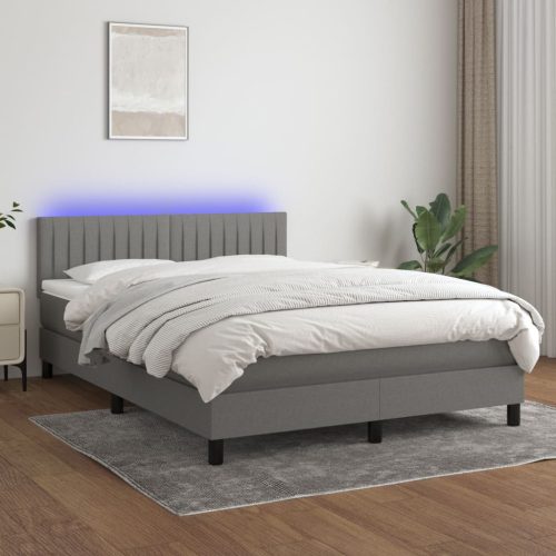 Krevet box spring s madracem LED tamnosivi 140x200 cm tkanina