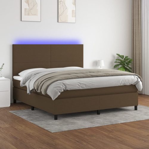 Krevet box spring s madracem LED tamnosmeđi 160x200 cm tkanina