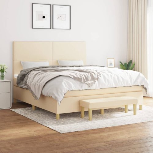 Krevet s oprugama i madracem krem 180x200 cm od tkanine