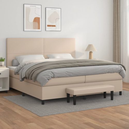 Krevet box spring s madracem cappuccino 200x200cm umjetna koža