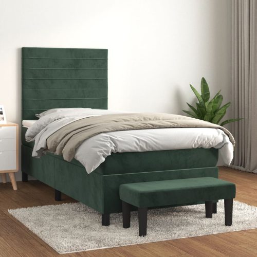 Box spring krevet s madracem tamnozeleni 80 x 200 cm baršunasti