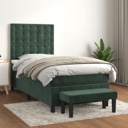 Box spring krevet s madracem tamnozeleni 80 x 200 cm baršunasti