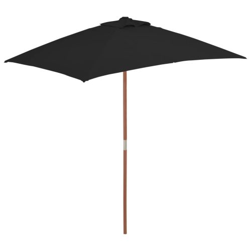 Vrtni suncobran s drvenim stupom 150 x 200 cm crni