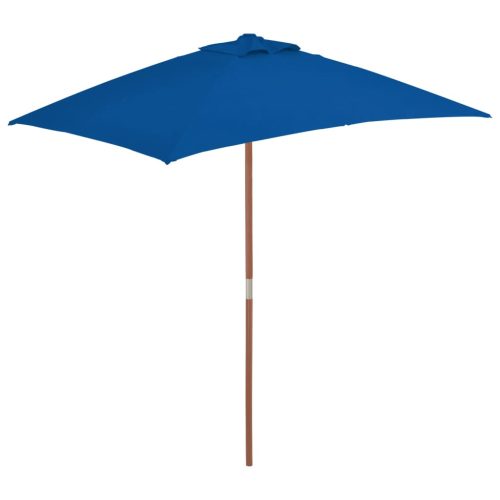 Vrtni suncobran s drvenim stupom 150 x 200 cm plavi