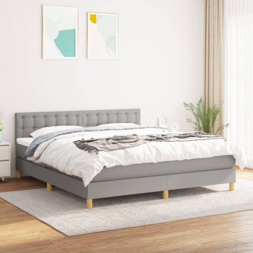 Krevet box spring s madracem svjetlosiva 160x200 cm tkanina