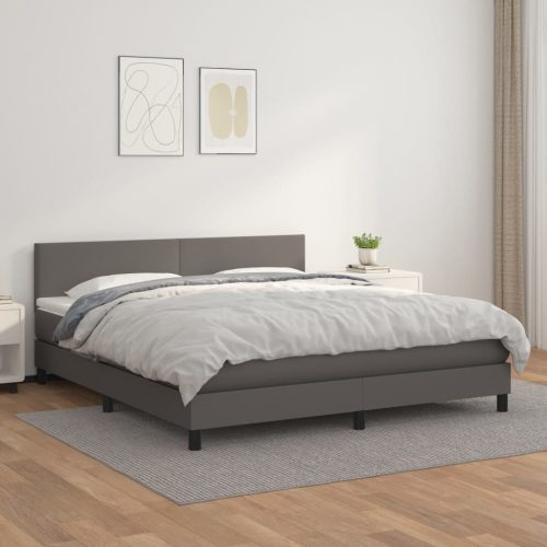 Krevet s oprugama i madracem sivi 180 x 200 cm od umjetne kože