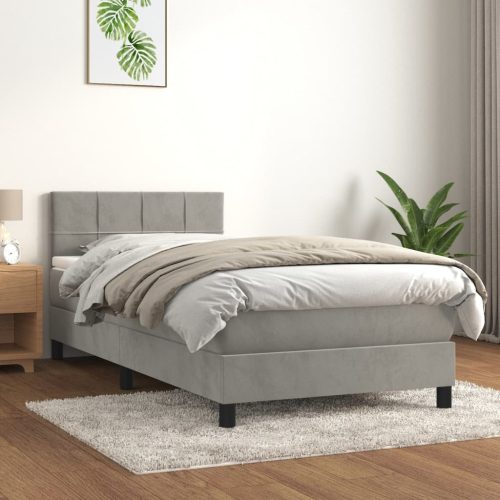 Box spring krevet s madracem svjetlosivi 80 x 200 cm baršunasti