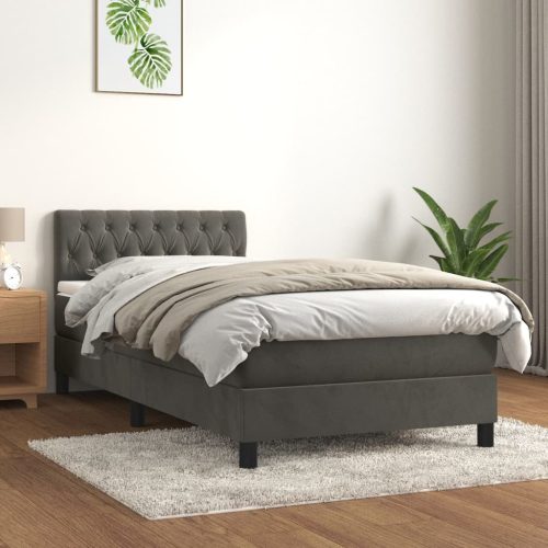 Box spring krevet s madracem tamnosivi 100x200 cm baršunasti