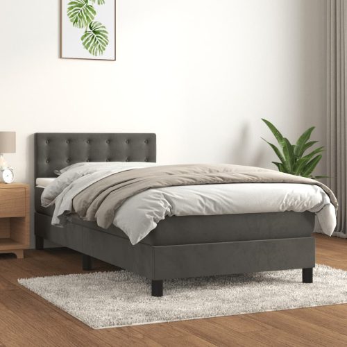 Box spring krevet s madracem tamnosivi 90x190 cm baršunasti