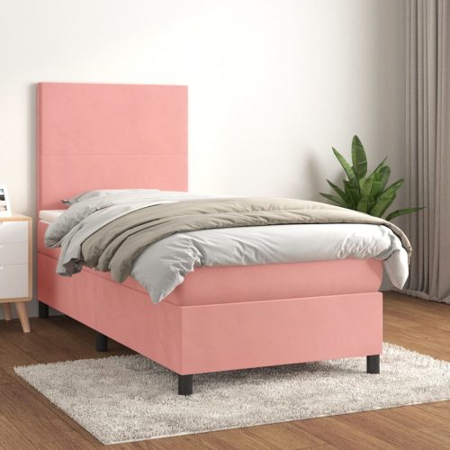 Box spring krevet s madracem ružičasti 80 x 200 cm baršunasti