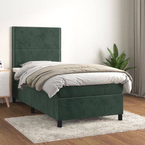 Box spring krevet s madracem tamnozeleni 90x190 cm baršunasti