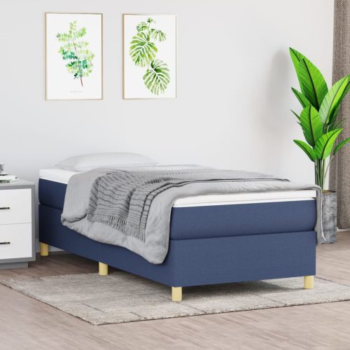 Krevet s oprugama i madracem plavi 90 x 190 cm od tkanine