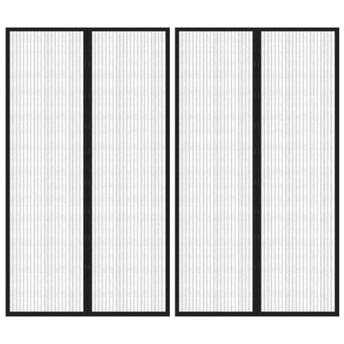 Zastori protiv insekata 2 kom s magnetima 200 x 80 cm crni