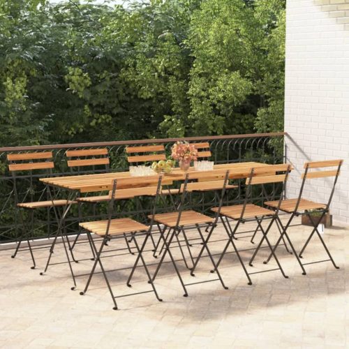 Sklopive bistro stolice 8 kom od masivne tikovine i čelika