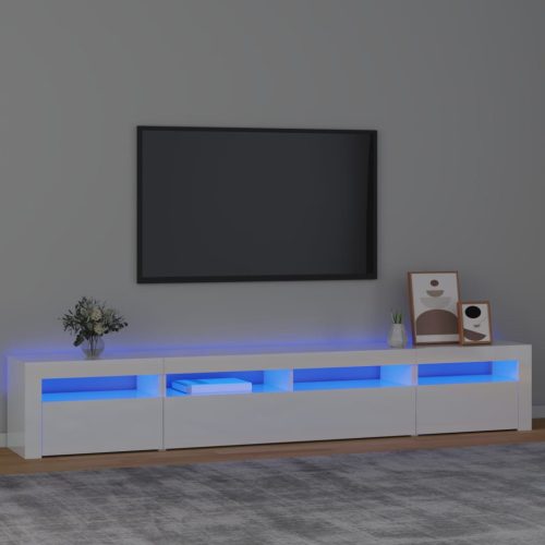 TV ormarić s LED svjetlima visoki sjaj bijeli 240x35x40 cm