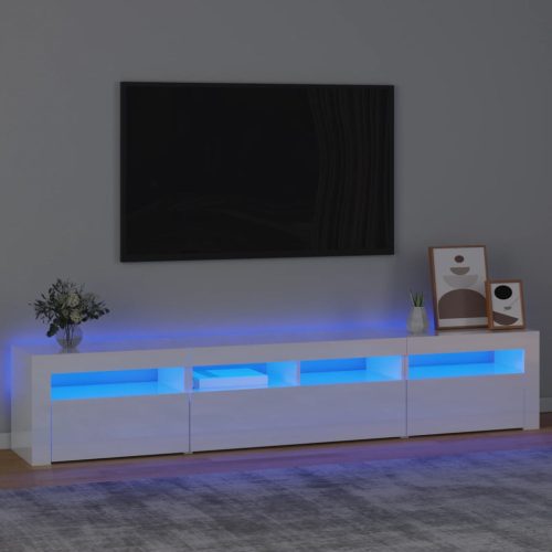 TV ormarić s LED svjetlima visoki sjaj bijeli 210x35x40 cm