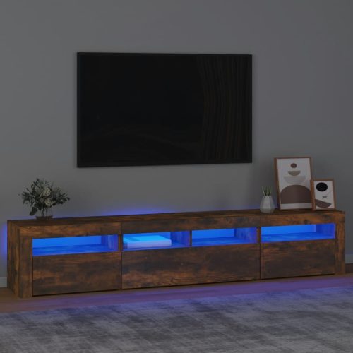 TV ormarić s LED svjetlima boja dimljenog hrasta 210x35x40 cm